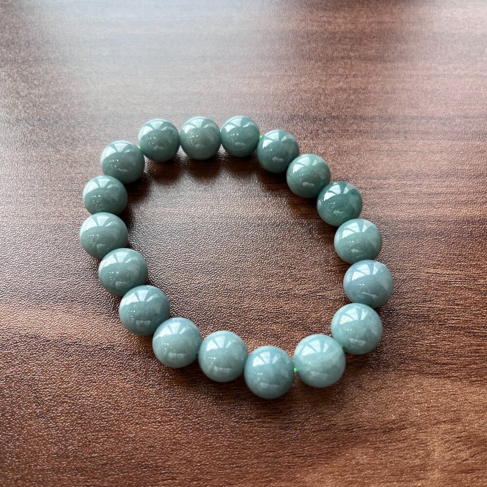 K14200-天然A貨翡翠 寶寶藍 天空藍 藍水 手串 11mm+