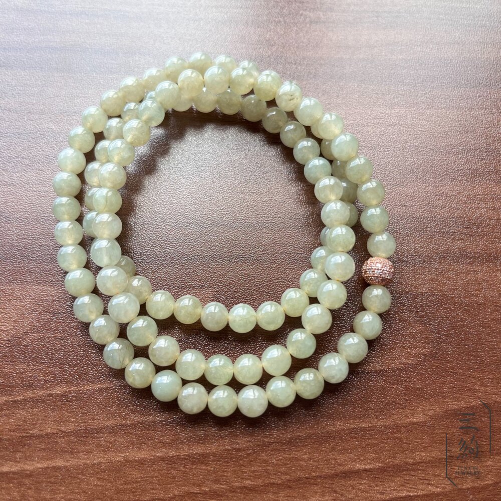 天然緬甸A貨翡翠 冰糯種 黃加綠 三圈款 手串 項鍊 長珠 7mm+ 封面照片