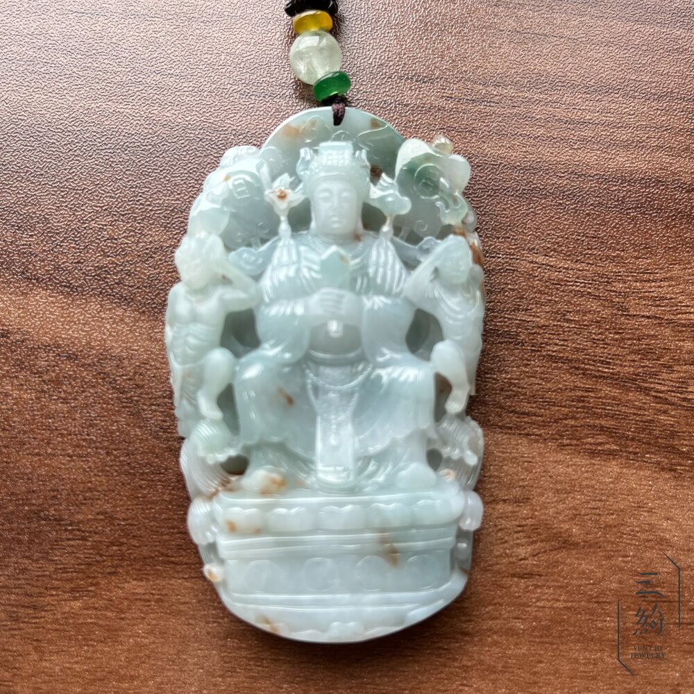 天然緬甸A貨翡翠。三彩 媽祖 天上聖母 千里眼 順風耳 牌件 項鍊 封面照片