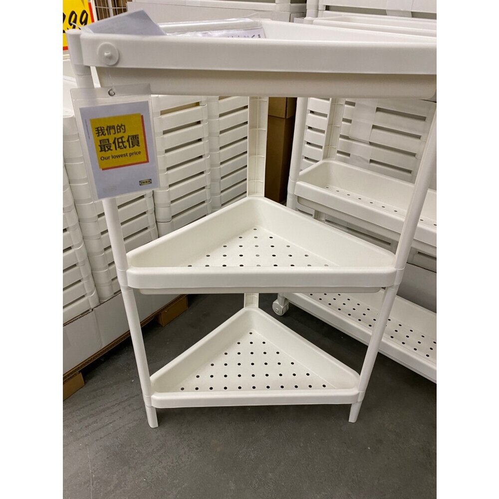 10453883-IKEA VESKEN 轉角層架組 白色 塑膠 浴室用品