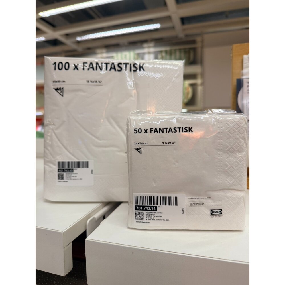 15036940567-IKEA FANTASTISK 白色 餐桌紙巾 餐巾紙