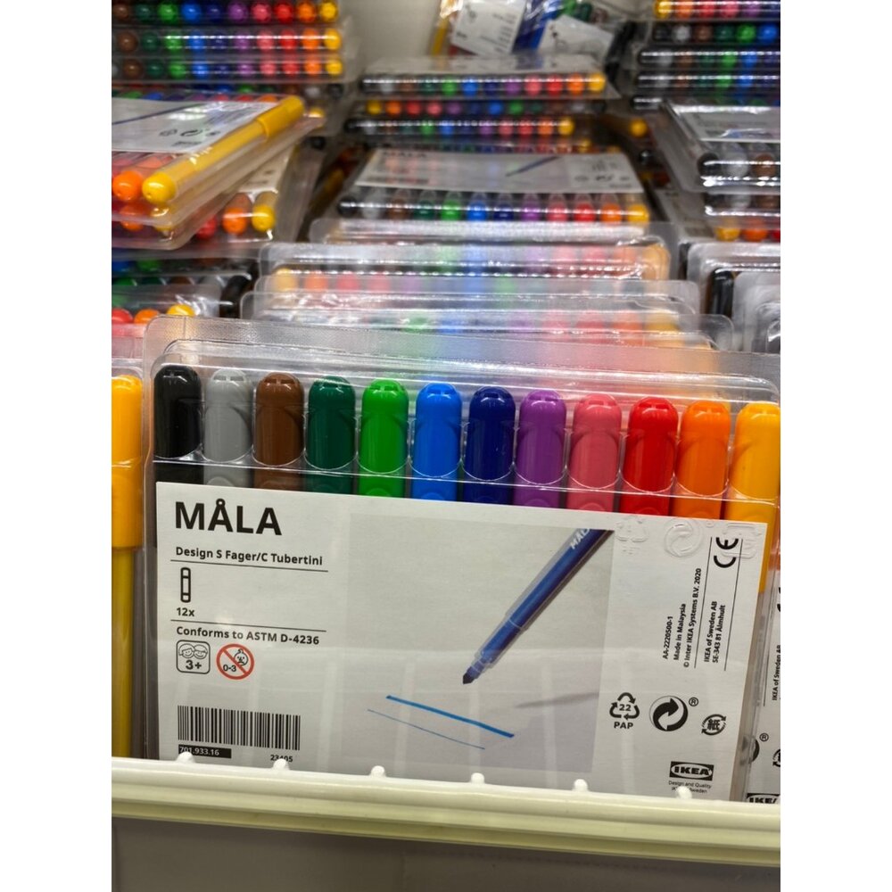 25788690159-IKEA MÅLA 彩色筆, 多種顏色12入/24入 兒童文具