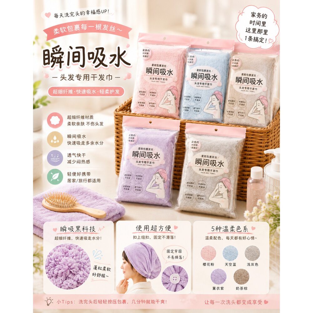  日本 KK物產 瞬吸乾髮巾｜超吸水速乾毛巾 包頭巾 擦髮巾 吸水浴巾 洗髮後必備