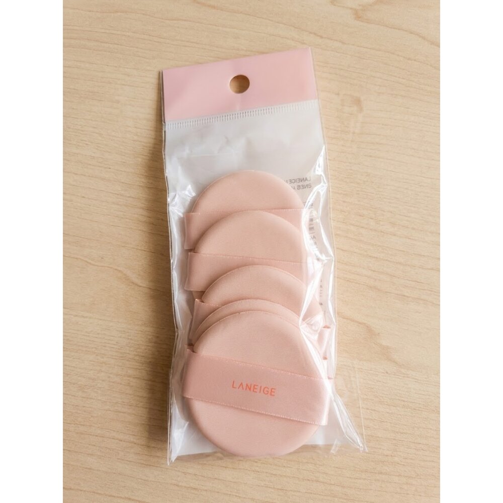  韓國 LANEIGE 蘭芝 蜜粉粉撲5P｜粉底氣墊補妝粉撲｜柔粉色｜底妝上妝工具｜日常美妝用品