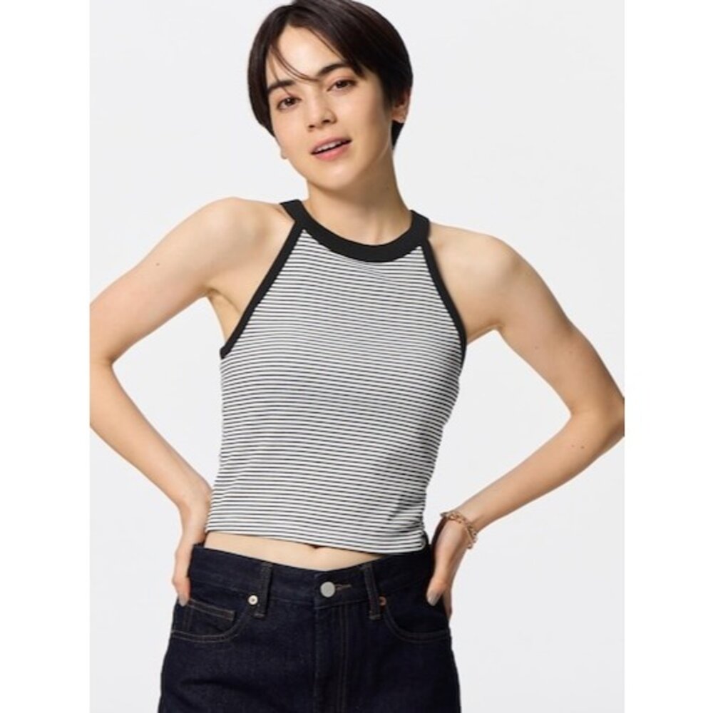 日本代購 GU bra-feel短版繞頸坦克背心 修肩背心 胸罩背心 大尺碼/小隻馬-圖片-3
