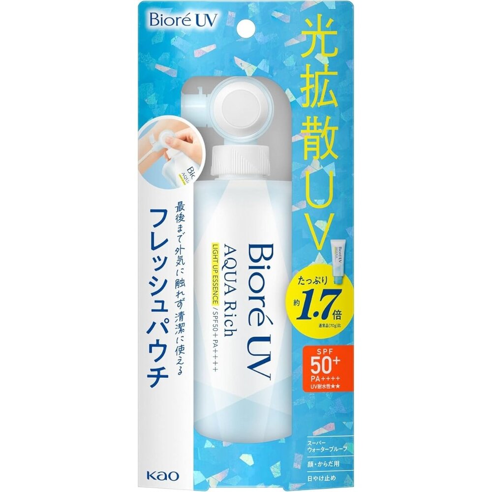 日本代購 Biore UV Aqua Rich 發光精華防曬乳SPF50 120G 擠壓式 蜜妮-圖片-1