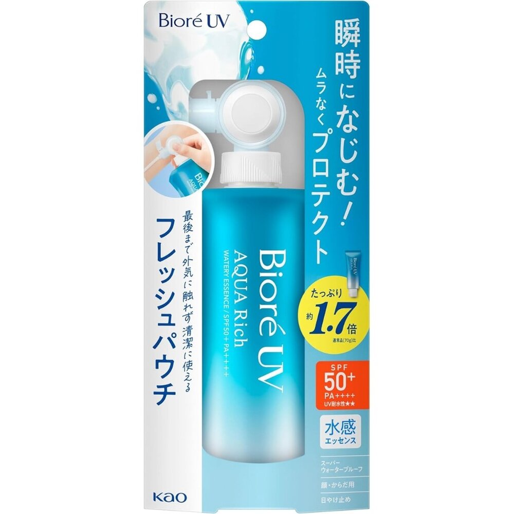 日本代購 Biore UV Aqua Rich 發光精華防曬乳SPF50 120G 擠壓式 蜜妮-圖片-2