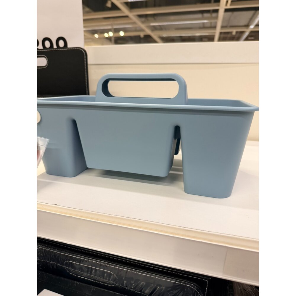 90610110-IKEA STACKSTOD 文具塑膠收納盒 藍色塑膠